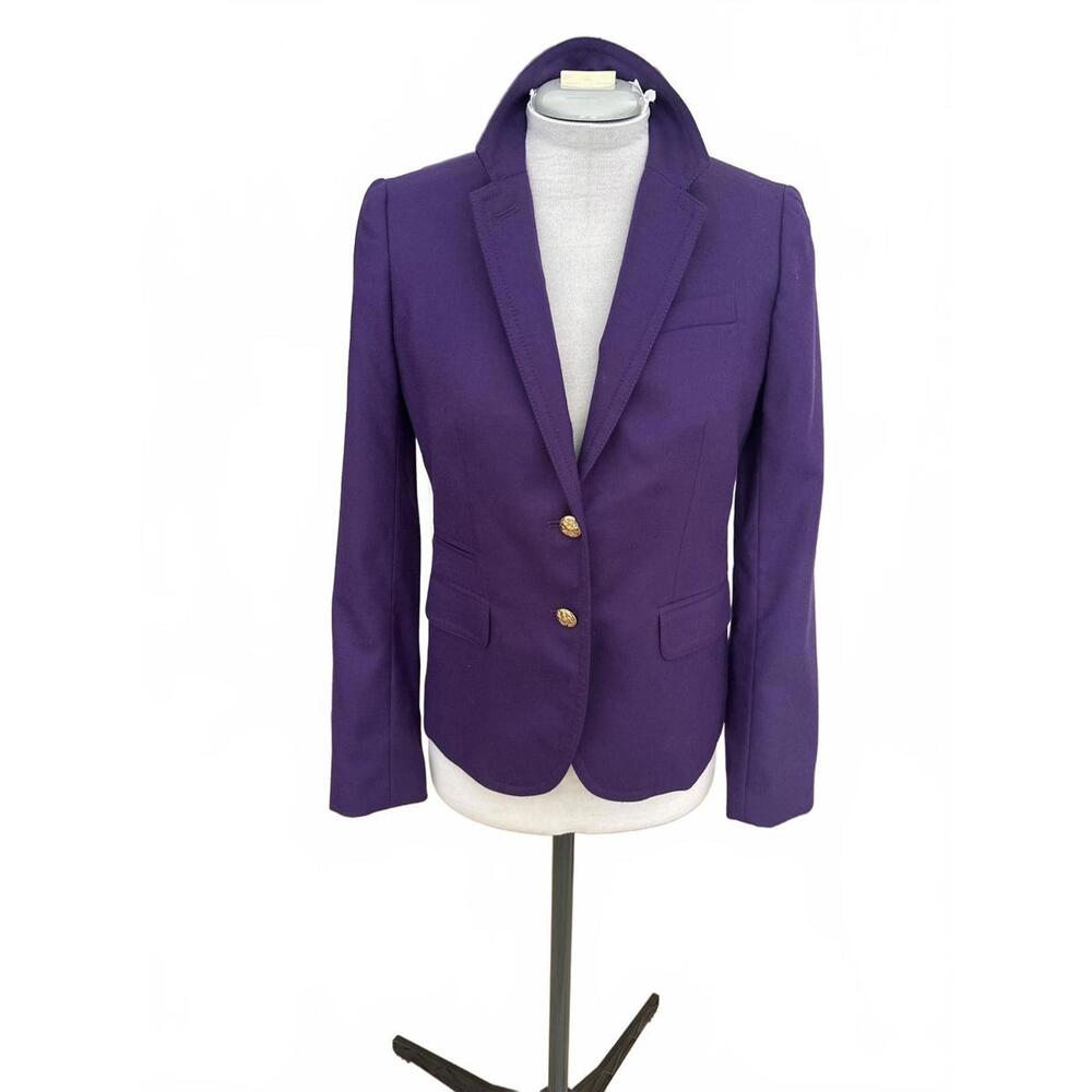 J.Crew Vintage Purple Women's Blazer with Gold Buttons Size 2